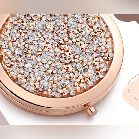 Accessories - Rose Gold Crystalized Compact Dual Mirror